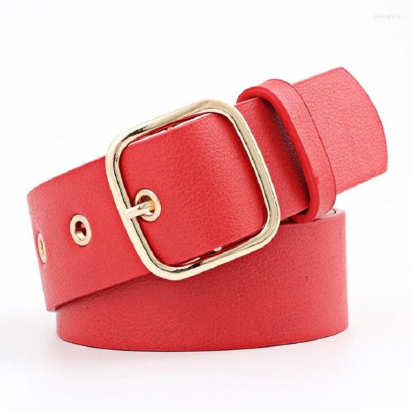 Cinture 2022 Design Nero Rosso Bianco Cintura larga in ecopelle Cintura femminile Vintage con fibbia ad ardiglione quadrata in vita per abiti da donna