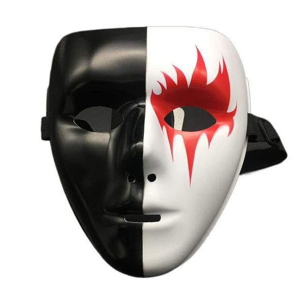 Puntelli di Halloween Masquerade Full Face Maschera in PVC Hip Hop Adulto Maschere per adulti da uomo di danza di strada bianca dipinta a mano
