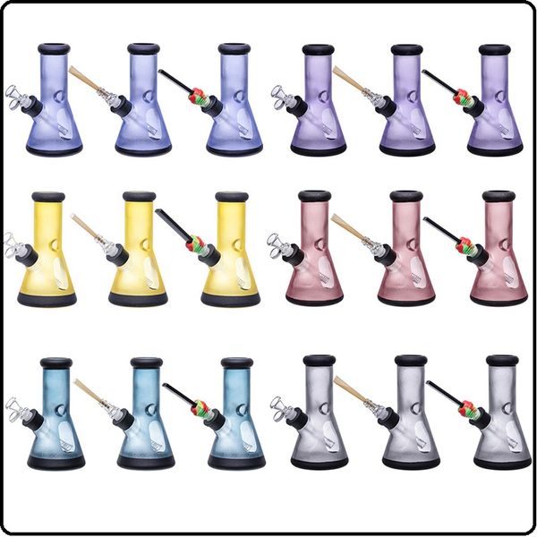 Klassische Becherglas-Bong 8-Zoll-gefrostete Mini-Dab-Rig-Bongs 7 mm Dicke mit Kartonverpackung für den Großhandel