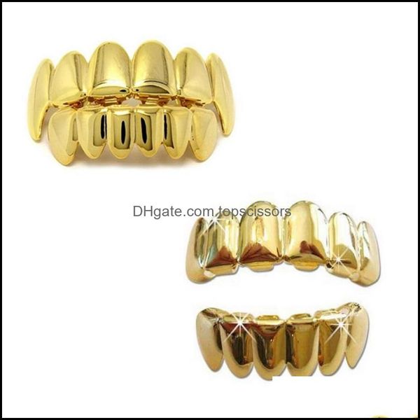 Artes corporais 8 dentes Hip Hop Grillz 14K Grills de ouro e inferior do corpo com barras de moldagem extras Drop Drop Health Beauty T DH6XJ