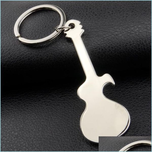 Anahtar halkalar müzik aletleri guita şişe açıcı anahtar yüzüğü basit metal yaz bira açıcıları anahtarlık çubuğu el aracı moda damla deli dhj4p