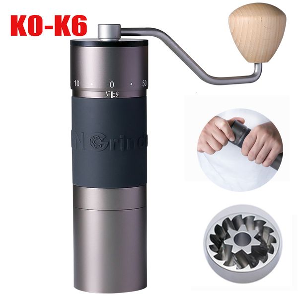 Grinhador de café manual Kingrinder K0-K6 Setor de moagem ajustável Bean 38mm/48mm de aço inoxidável Burr Mill 221118