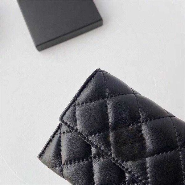 Schaffell Classic Rhombus Quilted Damen Herren Reisepass Visitenkartenhalter Erste Luxustasche Multifunktionale Trifold Wallet-11x10cm2505