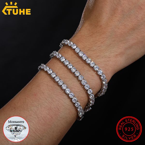 Charm Bracelets 3mm-5mm Top Quality 925 Silver Sterling Bracelet Tennis Chain Moissanite For Women Jewelry 221118