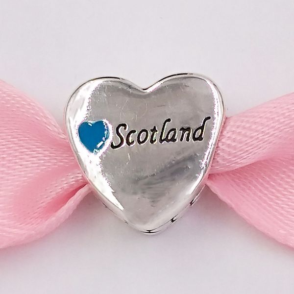 925 Sterling Silber Schmuckherstellungszubehör-Set Pandora Scotland Love Heart DIY Charms Armband für Frauen Männer Paare Kette Perlen Anhänger 792015E006