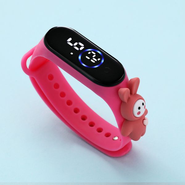 Pulseira eletrônica LED Relógios meninos meninas desenho animado de animais relógio de flores de flores inteligente Tela de toque digital Kids Silicone Candy Watch