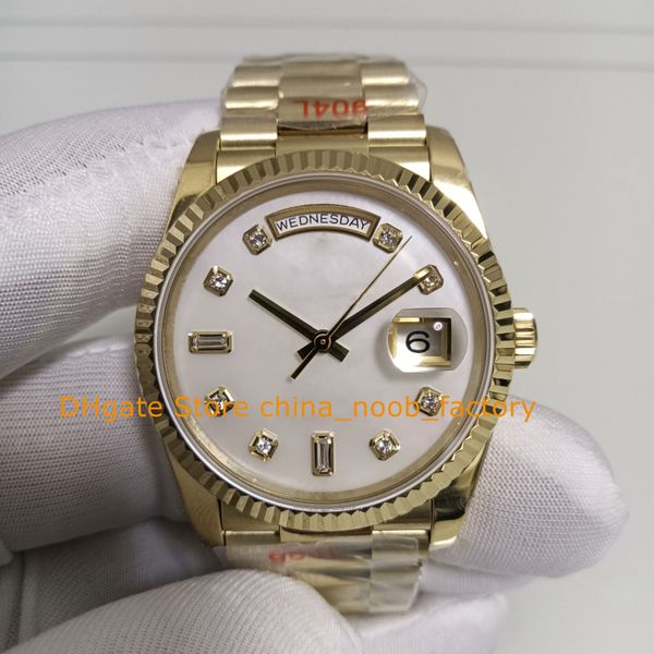 5 Modello Orologi costosi per donna 36mm Misura unisex Mop Diamond Dial Quadrante scanalato Bracciale in oro giallo 18 carati GMf Casual Dres Cal.3255 Movimento Orologio in acciaio 904L