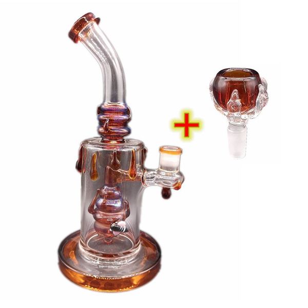 Narghilè Bong in vetro arancione Tubo dell'acqua per bruciatore a nafta Dab Rig da 10 pollici con accessori per ciotola percolatore