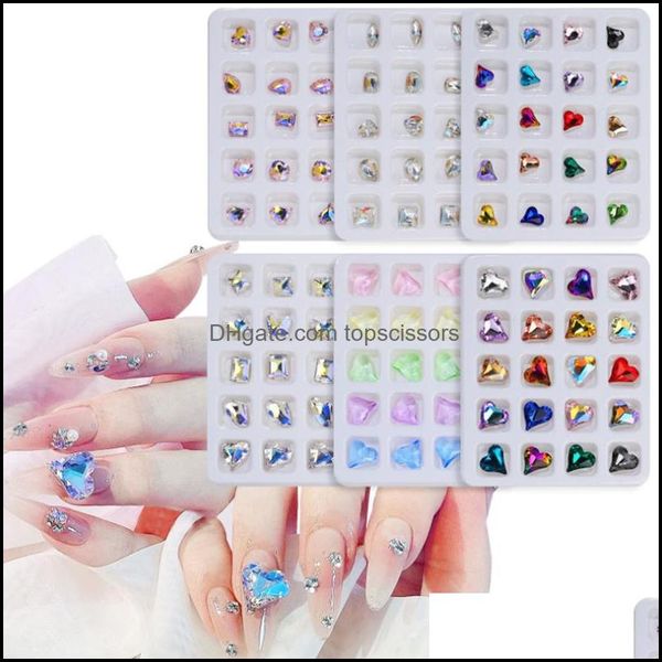 Decorações de arte de unhas Conjunto de 20pcs Misture tamanhos diferentes de forma Decoração de unhas colorf abridescent 3d cristais diamantes shinestone dhpky