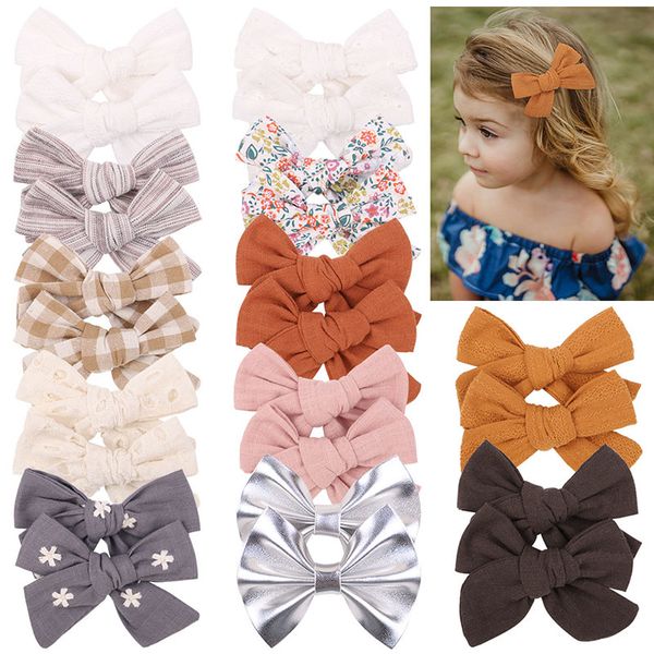 Детские волосы клипы Bowknot Barrettes Дети малыш Хлопко