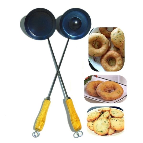 Pièces d'ustensiles de cuisine Cuillère à frire beignet Huile frite Baba fer Durable Portable fait à la main antiadhésif Turner Louche Alimentaire Wok Spatule Cuillère 221118