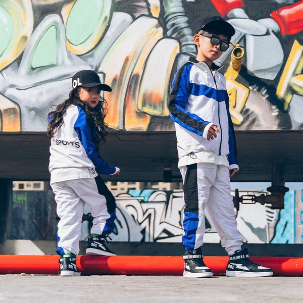 Bühnenkleidung Kinder Street Dance Set Jungen Hübsche Hip Hop Jazz Kostüme Fluoreszierende grüne Kleidung Herbst DWY3959