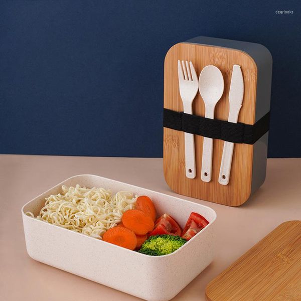 Учетные наборы посуды Bento Box деревянная японская ланч -комплект приготовление блюд с приготовлением посуды с коробками для взрослых детей