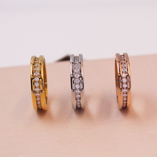 Anello da donna bulgaro anelli di design di lusso da uomo marca zirconia moda anelli stile gioielli classici placcato oro 18 carati regalo di nozze in argento rosa con borsa di velluto