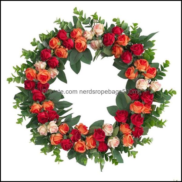 Ghirlande di fiori decorativi Ghirlanda di rose Grande Rattan Christms Fiori artificiali Ghirlanda Disposizione di nozze Consegna a domicilio Gard Dh20X