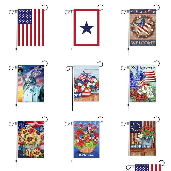 Banner Bandiere 30X45 Cm Us Independence Day Bandiera Giardino Decorativo Banner Bandiere Stelle E Strisce Americane Decorazione Domestica Jy 4Th Decor Dh3K2