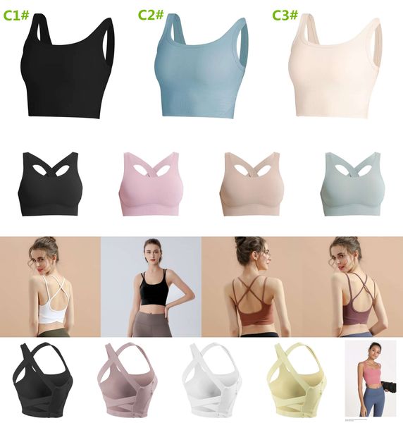 Abbigliamento yoga da donna Reggiseno sportivo con palangari imbottito senza ferretto Supporto medio Reggiseni yoga Palestra Corsa allenamento Canotte