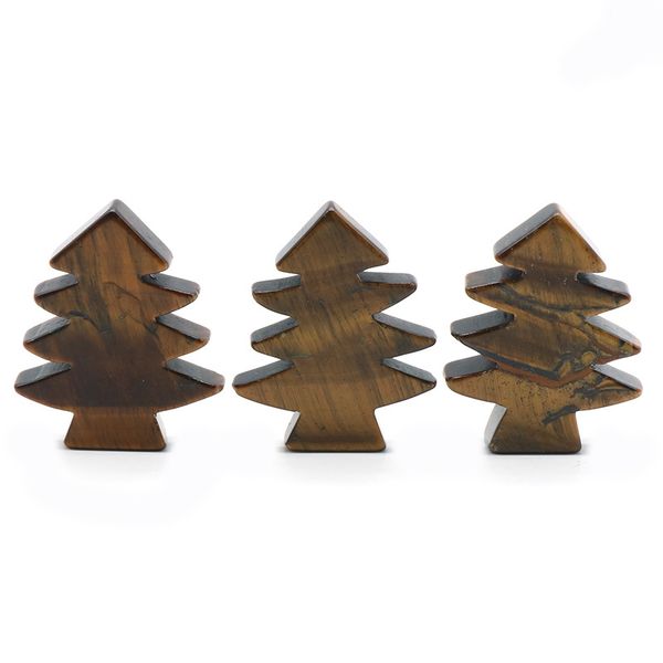 3 Stück Tigerauge Heilkristallsteine Anhänger Mini Weihnachtsbaum Schreibtisch Ornament Taschenstein Home Office Weihnachtsdekoration