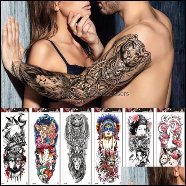 Tatuagens temporárias Tattoo Tattoo Adesivo à prova de água FL ARM L TAMANHO TATOO FALSO PARA MAN MULHER DROP ELECIO