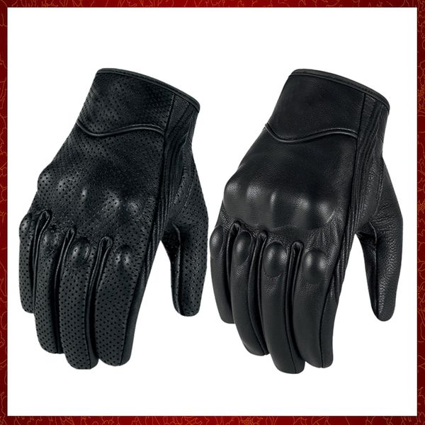 ST227 Motorradhandschuhe Leder Leder Touch Männer echte Ziegenhaut Sportradhandschuh Motorrad Rennsport