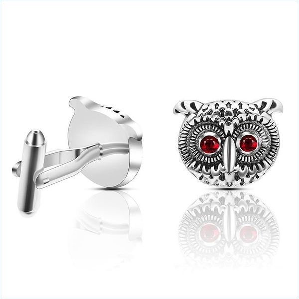 BUFF Links Ancient Sier Owl Cufflinks Copper Business Suit de camisa de punho Links Vestido de bot￣o para homens J￳ias de moda J￳ias DRIA DO DHB8R