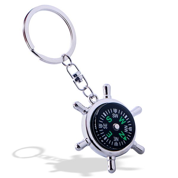 Navio criativo Rudder Compass Keychain Keychain Pingente Ferramentas de acampamento ao ar livre Keyring Chain Keyring
