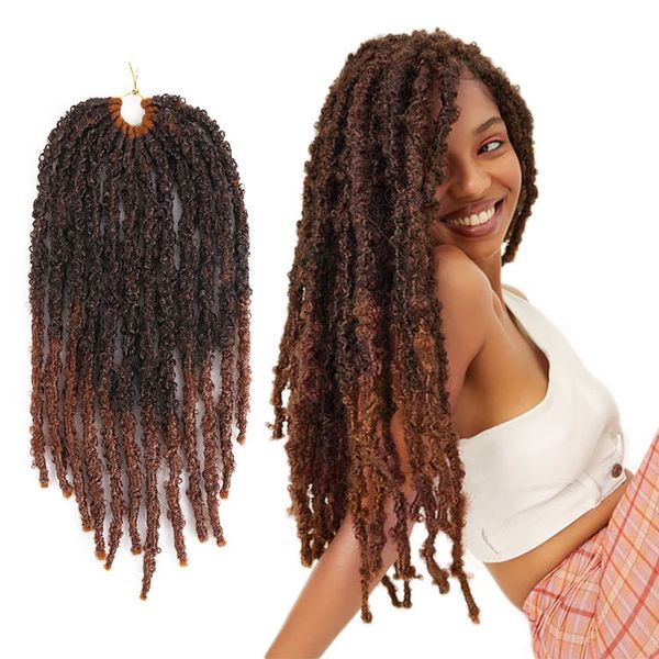 Synthetische Schmetterlings-Locs Häkelhaare Weiche Locken Häkelzöpfe Handgemachte Distressed Faux Locs Flechthaarverlängerung