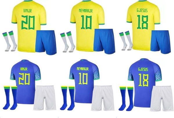 Kit für Erwachsene COUTINHO Fußball-Trikots Heim-Auswärts Camiseta de Futbol PAQUETA BRASILIEN 2022 WM JESUS MARCELO PELE CASEMIRO BRASIL Maillots Fußball-Mann-Kit