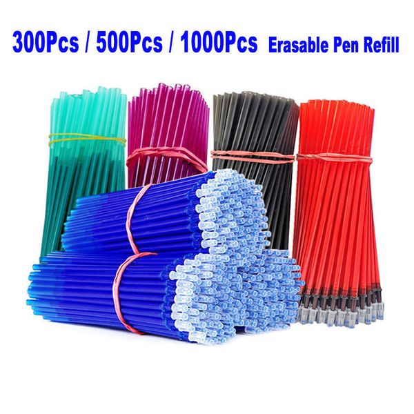 Jel Pens 500pcs 1000pcs Set silinebilir kalem doldurma çubuğu 0.5mm iğne ucu mavi siyah renk mürekkep ofis okulu yazma kırtasiye aksesuarı 221118