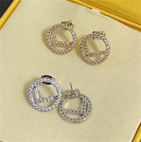 Tasarımcılar Kulak Saplamalar S Diamond Sier Markalar Stud Women Düğün Partisi Kristal Rhinestone Hoop Küpe