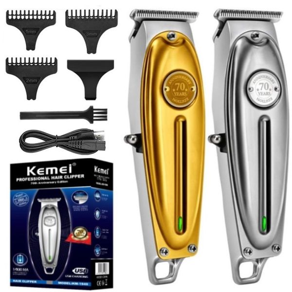 Kemei KM-1949 Tagliacapelli professionale da uomo USB Tagliacapelli elettrico senza fili T-Blade intaglio Macchina per tagliare i capelli con testa calva