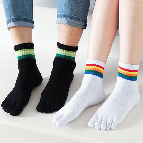 Мужские носки 3 пары пара пяти пальцев сгущать чистый хлопок красочный полосатый полосатый досуг