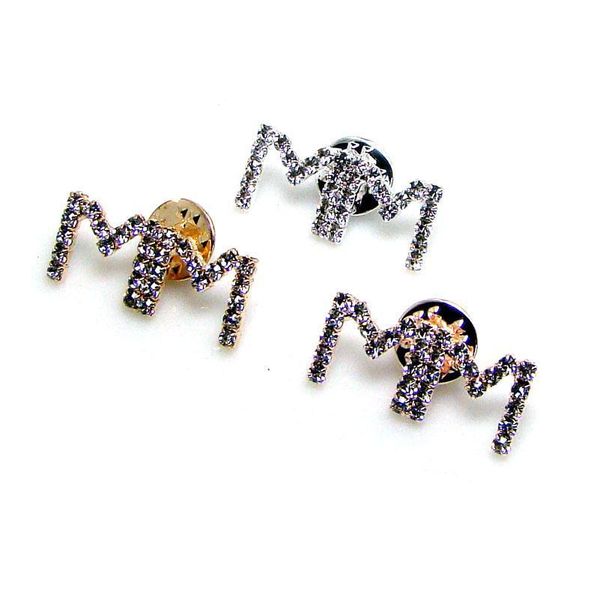 Pins Broschen Pins Broschen Strass MM Buchstaben Anstecknadel Brosche Druckknopf Mode Ornament Schmuck Zubehör 3 Stücke Lot Drop De Dhnvl