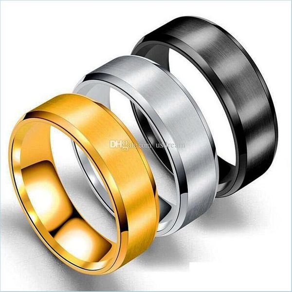 Ringas de banda Ringas de a￧o inoxid￡vel Banda em branco anel dourado preto mat an￩is