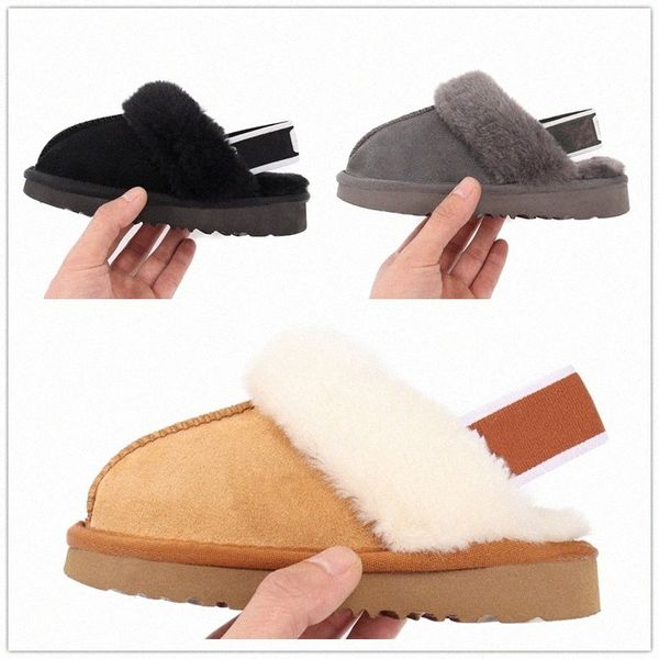 Sapatos infantis Fluff Yeah Slide sandálias planas bebê Austrália Funkette Chinelos meninos meninas camurça de pele de carneiro crianças plataforma shearling fur forrado slide Sanda D3vK #