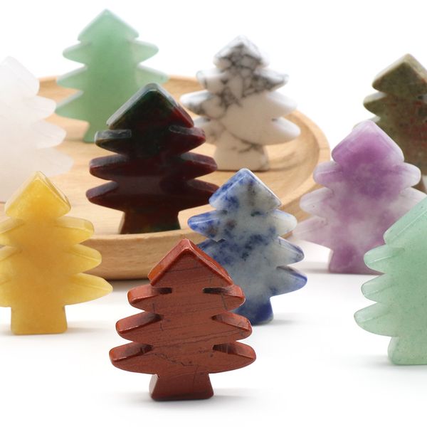 Heilkristallsteine-Anhänger, Mini-Weihnachtsbaum, Schreibtisch-Ornament, Taschenstein, Heimbüro, Weihnachtsdekoration
