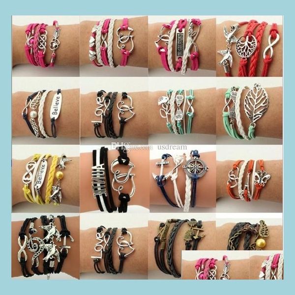 Braccialetti di fascino mtilayer avvolgono bracciale fascino ispirato albero della vita amore cuore credere a infinito braccialetti per donne bambini modella ebreo dhbbn