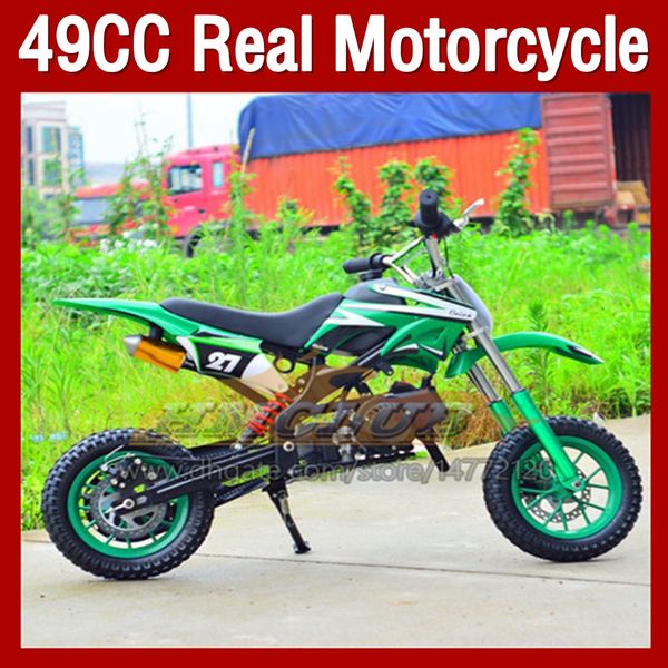 Mini moto 2 tempi 49CC 50CC ATV fuoristrada Vera Superbike Benzina da corsa Piccola moto Scooter Adulti Bambini 2 ruote Sport Dirt Bike Boy Girl Regali di compleanno