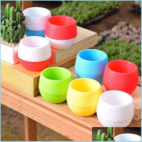 Plantadores pants plástico florpot arco -íris vasos de planta de botânica decoração de decoração de estar de corrosão de corrosão resistência ao vaso de flores dhfo11