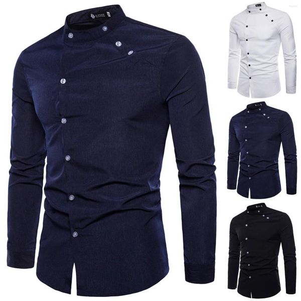 Polo da uomo Camicia sartoriale casual da uomo Design con doppia abbottonatura Camicie a maniche lunghe abbottonate Alta qualità Goccia giornaliera semplice