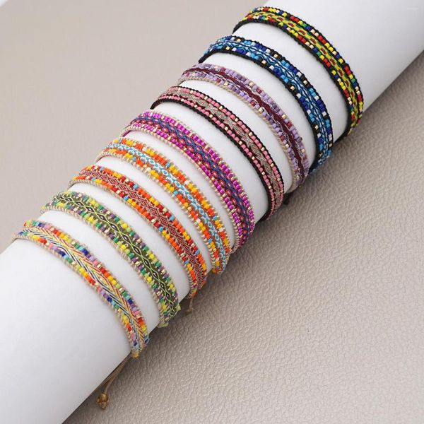 Braccialetti con ciondoli Miyuki multicolore con perline di riso perline piccole perline che tessono gioielli fatti a mano fai da te modello etnico retrò all'ingrosso