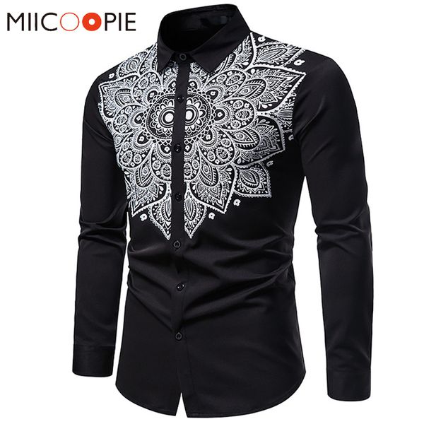 Camisas casuais masculinas camisa estampada floral para homens Marca de designer de luxo de manga longa Camisa masculina formal masculina real slim fit quimise homme 221117