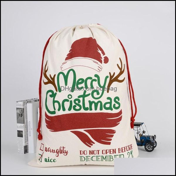 Decorazioni natalizie Dhs Christmas Santa Sacks Canvas Cotton Bags Large Organic Heavy Dstring Gift Personalizzato Festival Decoration Dhnin