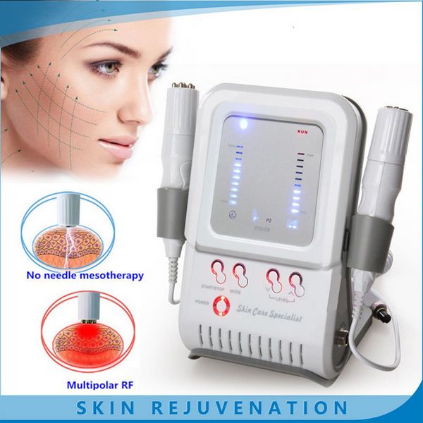 2 EM 1 Equipamento de beleza multifuncional Rejuvenescimento da pele Máquina de remoção de rugas Mesoterapia sem agulha Bipolar RF Radiofrequência Massagem corporal facial