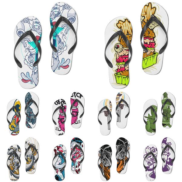 Мужчины Женщины Custom Slippers Cartoon Design Anime Diy Слово черный белый синий красный пурпурный мужчина красочный тренер 373