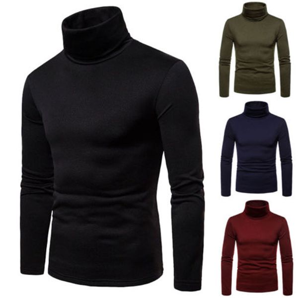 Camisetas masculinas suéteres de inverno outumn gurtleneck de manga longa alongamento pullovers kintted tops básicos slim fit moda mass suéter 221117