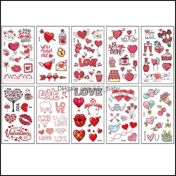 Temporäre Tattoos Set mit 10 Stück Kinder Temporäre Tätowierung Verschiedene Muster Cartoon Fake Tattoos für Kinder Wasserdichter Aufkleber Drop Deliv Dhsg9