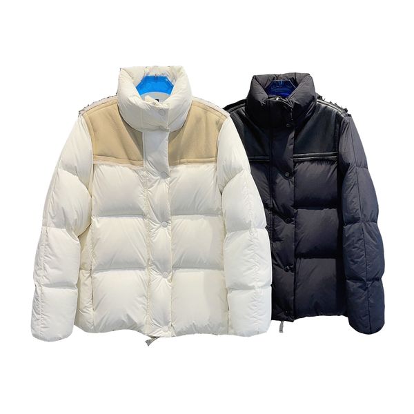 Lüks moda erkek% 90 kaz aşağı ceket koyun derisi ekleyen palta parka beyaz düz renk kalın kış ceketleri kadın tüy palto