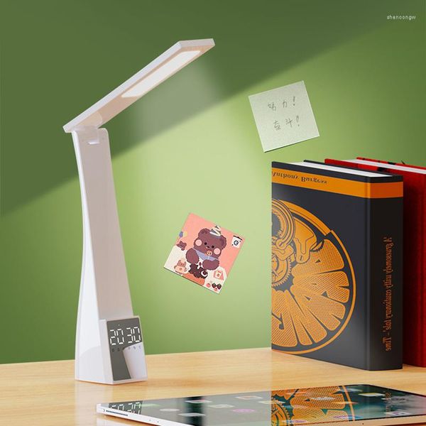 Lampade da tavolo Lampada da scrivania LED USB con temperatura di sveglia Bluetooth Depless Dimming Iight Light Touch Lettura pieghevole