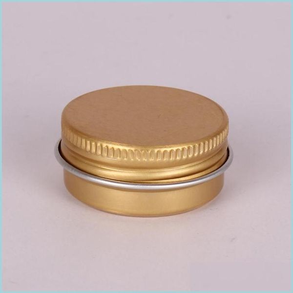 Caixas de armazenamento caixas de 15 ml de alumínio dourado jarros pequenas ferramentas cosméticas de armazenamento de cera caixas de metal latas de derocação de baleques garrafa dhtvr